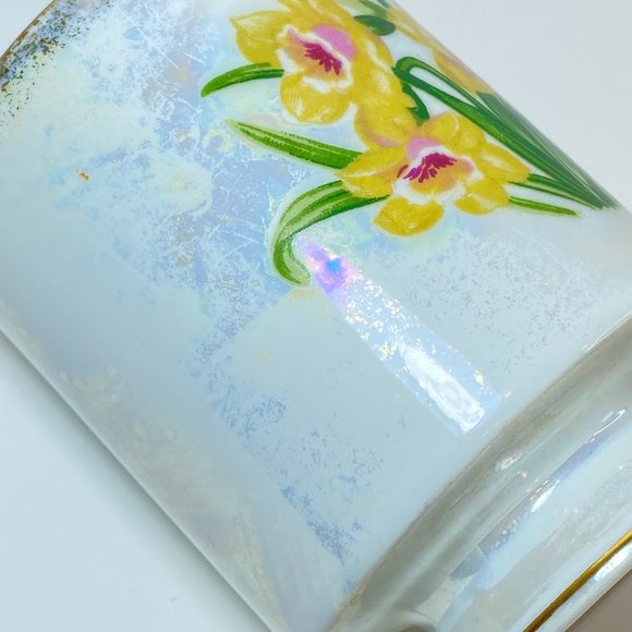 Vintage Japan Ucagco Lusterware Mug Cup Flower of the Month March Daffodil - Picture 3 of 4